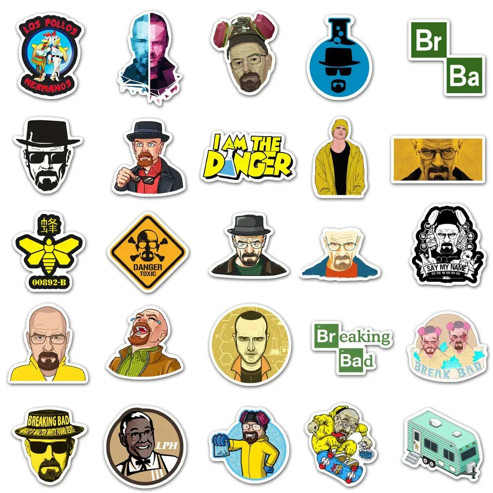 10/30/50pcs TV Series Breaking Bad Graffiti Stickers Decals  Travel Luggage Laptop Skateboard Helmet Car Cool Sticker Kids Toy (ONLINE ORDER ONLY)