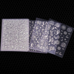 6 Sheets Moon/Star Nail Art Sticker Adhesive Gold Color Sticker Sheets Universal Constellation Shapes Sticker Art Decoration (ONLINE ORDER ONLY)