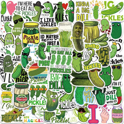 50PCS Cute Pickle Stickers for Laptop, Guitar, Skateboard, Water Bottle, Bicycle - Waterproof Decals (ONLINE ORDER ONLY)