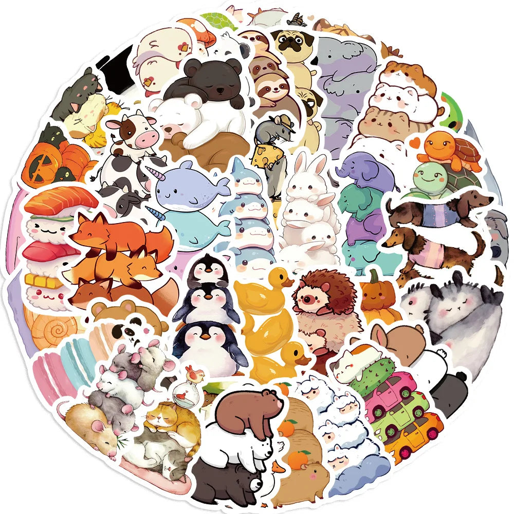 Animal Stickers Cartoon Decals for Kids Scrapbook Laptop Phone Car Bike Skateboard (Online Order Only)
