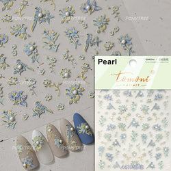 Wet Garden White Flower Leaves Elegant Beautiful Petal Delicate 5D 3D Charming Spring Adhesive Nail Art Stickers Manicure Decals (ONLINE ORDER ONLY)