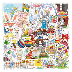 50pcs Easter Bunny Sticker Set for Luggage, Water Bottles, Phones, Laptops, Scooters, Refrigerators (ONLINE ORDER ONLY)