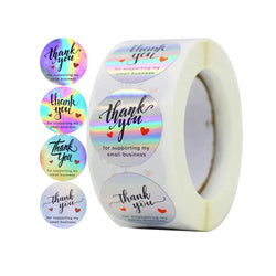 50-500PCS Holographic Rainbow Commercial Stickers Roll Thank You Adhesive Labels For Envelope Seal Business Gift Wapping (Online Order Only)