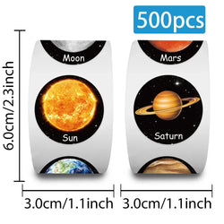 500pcs/roll Cute Cartoon Out Space Planets Stickers Kids Students Reward Decals Luggage Laptop Guitar Vinyl Decals (10 Patterns) (ONLINE ORDER ONLY)