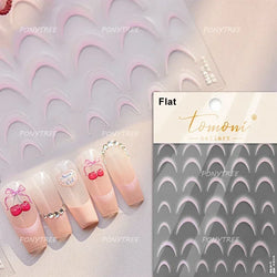 French Romantic Tassel Crescent Moon Laser Charming Gold Silver Arc Self Adhesive Nail Art Stickers Hot Stamping Manicure Decals (Online Order Only)