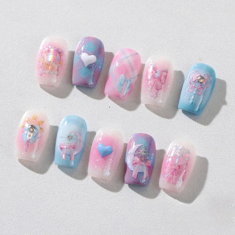 Pink Bowknot Star Moon Starburst Sun Polar Day Polar Night Sword Rose Flower Wreath Adhesive Nail Art Stickers Manicure Decals (ONLINE ORDER ONLY)