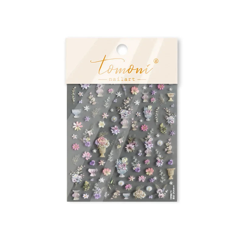 Angel Bowknot Stone Statue Vintage Photo Frame Flower Bed Bouquet Garden Rose Crown Adhesive Nail Art Stickers Manicure Decals (ONLINE ORDER ONLY)