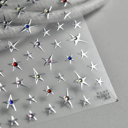 Colorful Rhinestone Laser Star Bronzing Gold Silver Pearl 5D Relief Self Adhesive Nail Art Decoration Sticker 3D Manicure Decals (ONLINE ORDER ONLY)