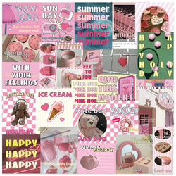 30Pcs Pink Holiday Stickers Aesthetic Art PVC Decals Scrapbooking Label Diary Stationery Computer Refrigerator (ONLINE ORDER ONLY)