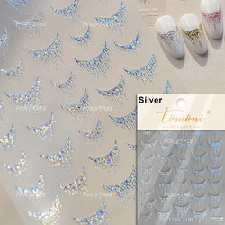Geometric White Black Red Romantic French Arc Illusion Curve Embossed Relief Self Adhesive Nail Art Stickers 3D Manicure Decals (ONLINE ORDER ONLY)