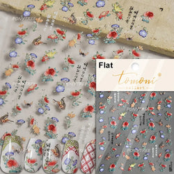 Chic Romantic Red White Flower Hot Stamping 5D Self Adhesive Nail Art Stickers Shiny Dreamy Camellia Rhinestone Manicure Decals (ONLINE ORDER ONLY)