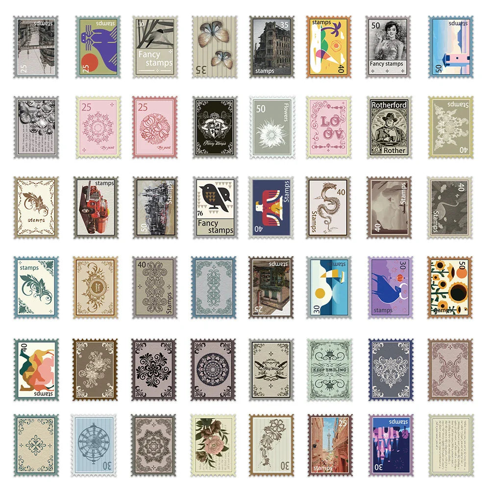 10/30/50/110pcs Cool Retro Stamp Stickers Vintage Decals Skateboard Laptop Motorcycle Phone Car Luggage Waterproof Sticker Toy (ONLINE ORDER ONLY)