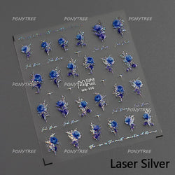 Watercolor Style Rose Flower Colored Rosa Chinensis 3D 5D Flat Reliefs Charming Self Adhesive Nail Art Stickers Manicure Decals (ONLINE ORDER ONLY)