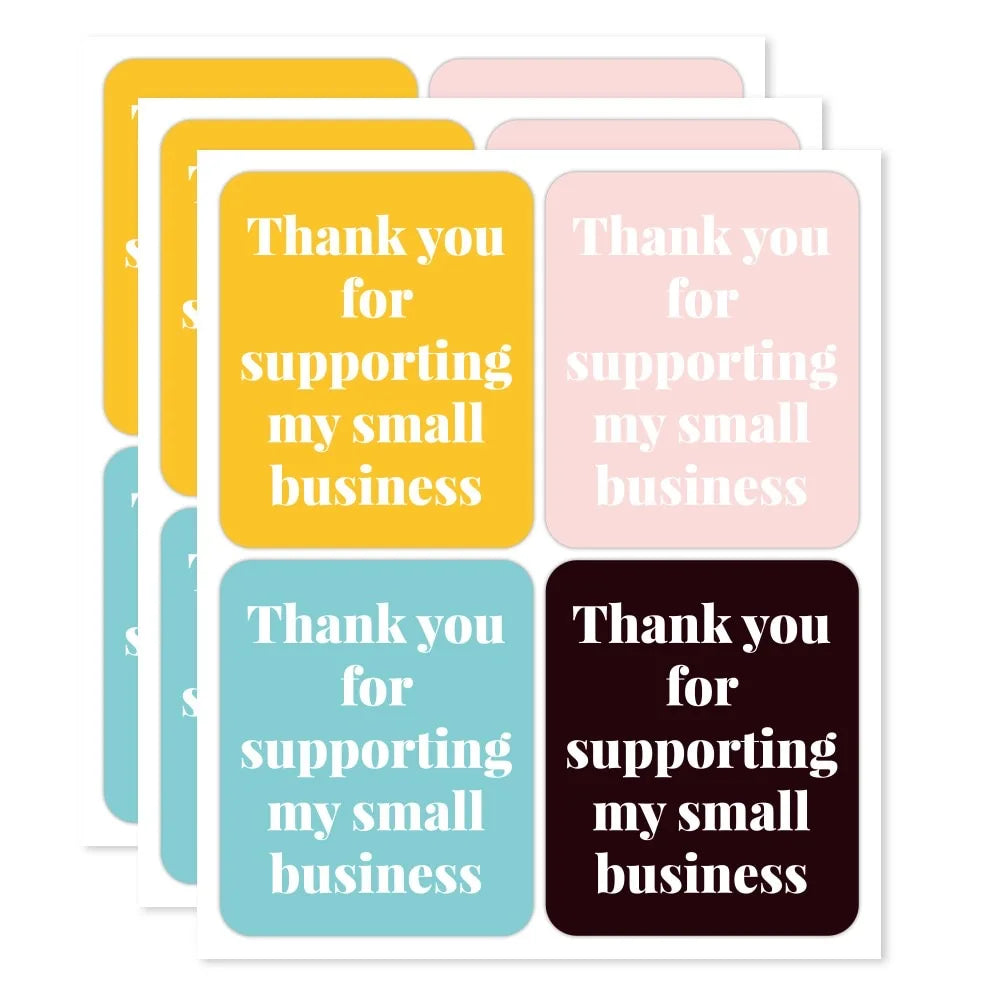 40-100pcs Thank You for Supporting My Small Business Stickers Pink Blue Yellow Black Thank You Stickers for Package Decor (Online Order Only)