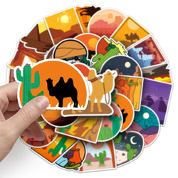 50Pcs Pack Cartoon Desert Sticker Vinyl Waterproof for DIY Water Bottle Laptop Scrapbooking Luggage Guitar Skateboard (ONLINE ORDER ONLY)