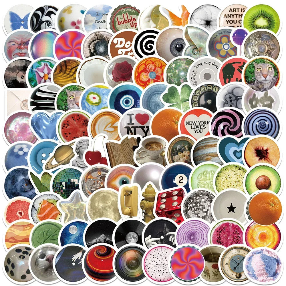 10/50/100pcs INS Style Glass Bead Ball World Cartoon Stickers DIY Skateboard Laptop Guitar Phone Luggage Cute Sticker Toy (Online Order Only)