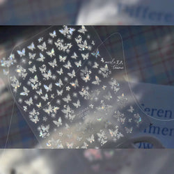 Shiny Butterfly White Pink Purple Romantic Animals Retro Photo Frame Chic Delicate Adhesive Nail Art Stickers 5D Manicure Decals (ONLINE ORDER ONLY)