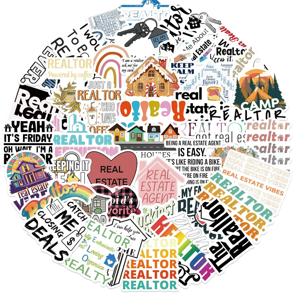 Realtor Graffiti Stickers 10/30/50Pcs for Suitcase, Skateboard, Laptop, Luggage, Phone, DIY Decal (ONLINE ORDER ONLY)