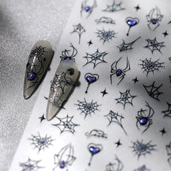 Cat Eye Shiny Blue Purple Spider Cross Love Heart Star Snake Web Jelly Thrilling Nail Art Stickers Manicure Decals Halloween (ONLINE ORDER ONLY)