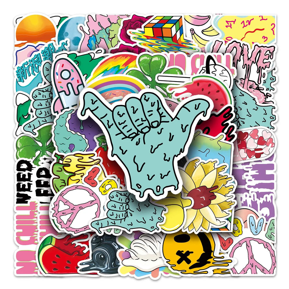 50Pcs Cartoon Waterproof Vinyl Stickers for Skateboard Snowboard (ONLINE ORDER ONLY)