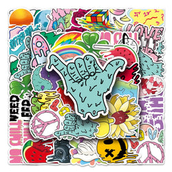 50Pcs Cartoon Waterproof Vinyl Stickers for Skateboard Snowboard (ONLINE ORDER ONLY)