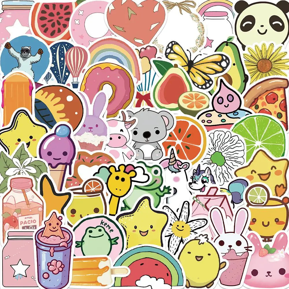 50PCS Cute Animal Stickers Aesthetic Skateboard Laptop Phone Guitar Luggage Car Waterproof Decals (Online Order Only)