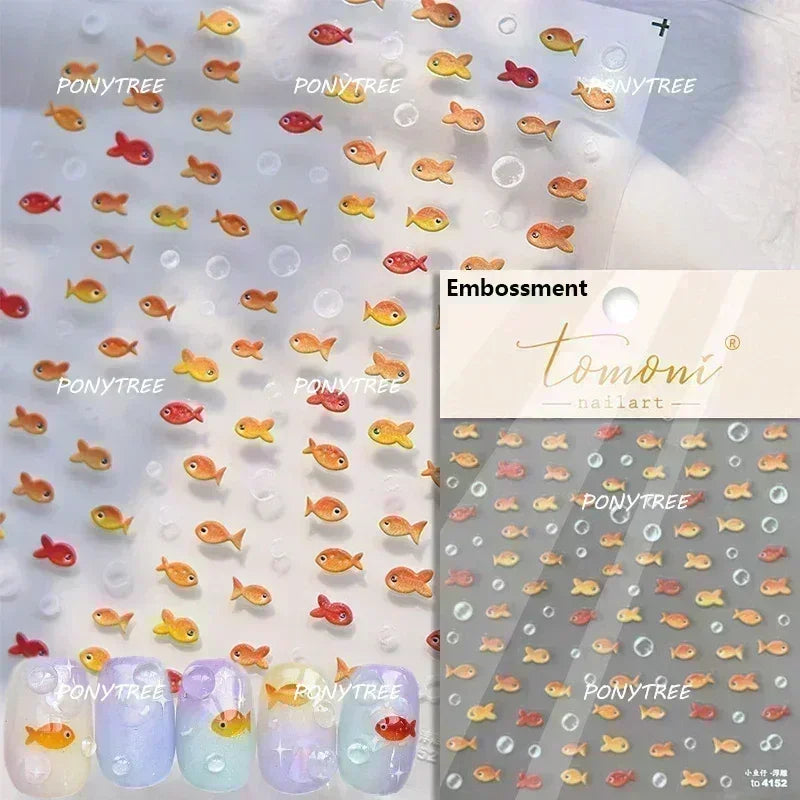 Hot Stamping Laser Shell Conch Starfish Pearl Whale Coral Dolphin Summer Beach Sea Wave Jellyfish Bubble Nail Art Stickers Decal (ONLINE ORDER ONLY)