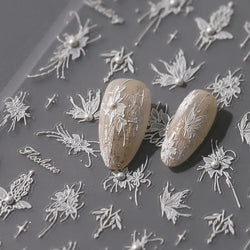 Snowflake Butterfly Rhinestone Shiny Totem Self Adhesive Nail Art Stickers Romantic Charm Chic Rose Flower Pearl Manicure Decals (ONLINE ORDER ONLY)
