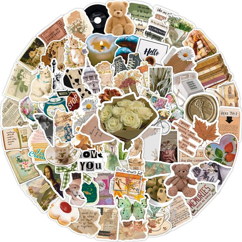 10/30/50/100PCS Art Life Cartoon Sticker Aesthetic PVC Decoration Children's Stationery Scrapbooking School Supplies for Kids (ONLINE ORDER ONLY)
