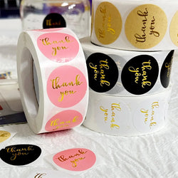 500Pcs 25mm Gold Pink Black Thank You Stickers Kraft Paper Sticker for Baking Wedding Decor Birthday Party Gift Sealing Sticker (ONLINE ORDER ONLY)