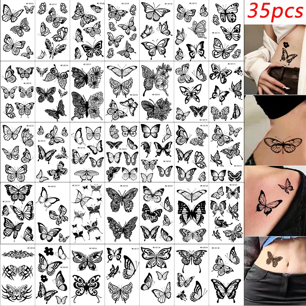 35pcs Eyebrow Flowers Stickers Red Dot Forehead Lotus Stickers Waterproof And Long Lasting Realistic Temporary Tattoo Stickers * (ONLINE ORDER ONLY)