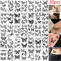 35pcs Eyebrow Flowers Stickers Red Dot Forehead Lotus Stickers Waterproof And Long Lasting Realistic Temporary Tattoo Stickers * (ONLINE ORDER ONLY)