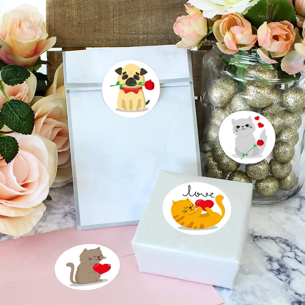 100-500pcs Cute Cat Stickers Animal Cartoon Label Gifts Decoration School Reward Encourage Student Stationery Thank You Stickers (ONLINE ORDER ONLY)