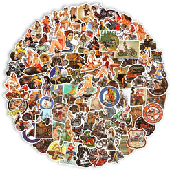 Retro Pin Up Girl Stickers Waterproof Decals for Water Bottle, Laptop, Luggage, Skateboard, Motorcycle (10/50/100pcs) (Online Order Only)