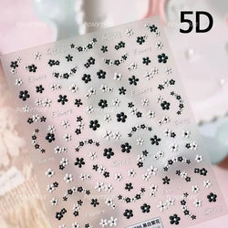 Mini Colourful Flower Black Yellow Petal Wreath 5D Chic Embossed Reliefs Delicate Self Adhesive Nail Art Stickers Manicure Decal (Online Order Only)