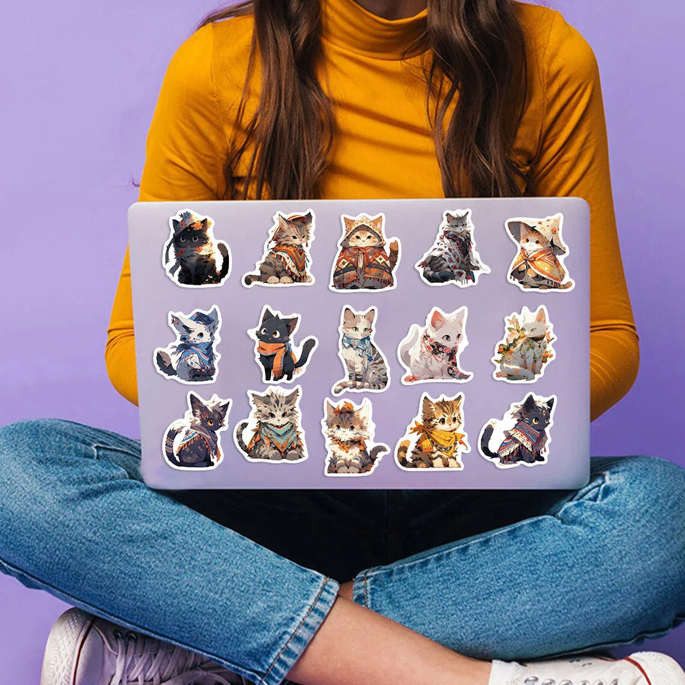 50pcs Cute Cats Stickers Funny Famous Cat Meme Catoon Decal DIY Graffiti Sticker Toys For Notebook Phone Phone Fridge Bike Car (ONLINE ORDER ONLY)
