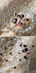 Punk Star Shiny Laser Five-pointed Star White Black Pink Hollow Out Delicate Sparkle Adhesive Nail Art Stickers Manicure Decals (ONLINE ORDER ONLY)