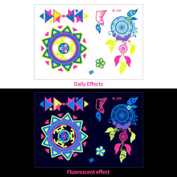 1pc Bohemia Fluorescent Sticker Luminous Temporary Tattoos Stickers UV Glow Fluorescent Tattoo Waterproof For Body Art Decals *& (Online Order Only)