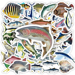 Mixed Fish Fishing Stickers Ocean Fish DIY Toy Gift Decorative Decal for Phone Laptop Bottles Luggage Waterproof (ONLINE ORDER ONLY)