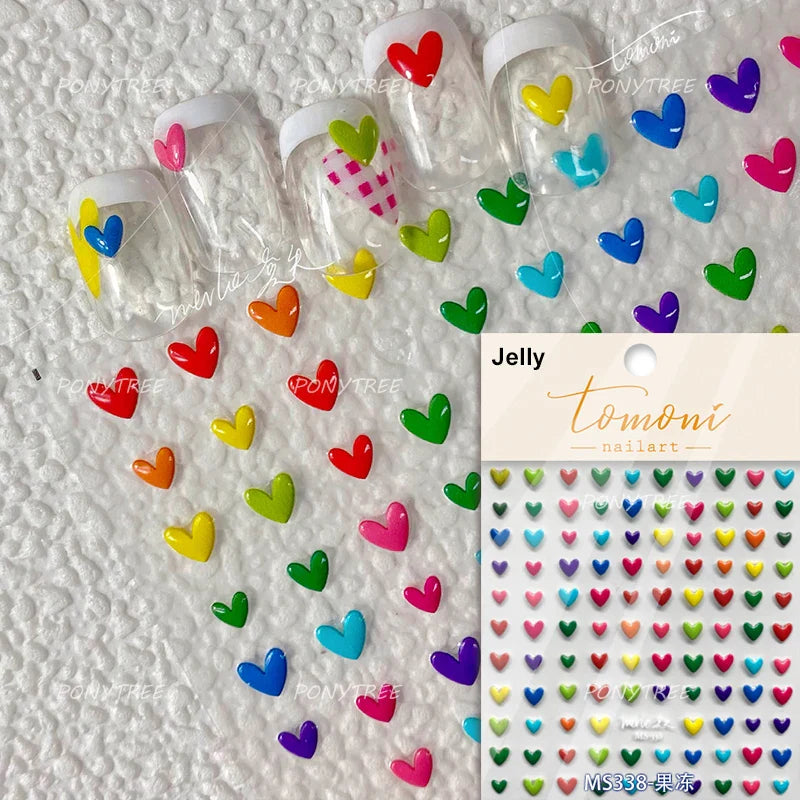 Colourful Graffiti Round Dot Line Water Droplet Cute Comma Geometric Jelly 5D Self Adhesive Nail Art Stickers Manicure Decals (Online Order Only)
