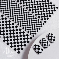 1PCS Checkerboard Nail Art Stickers 3D Classic Plaid Design Nail Decals Fashion Black White Houndstooth Manicure Accessories (Online Order Only)