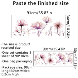 Pink Plant Flowers Wall Stickers Bedroom Living Room Background Home Decoration Mural Wallpaper Removable Self-adhesive Stickers (ONLINE ORDER ONLY)