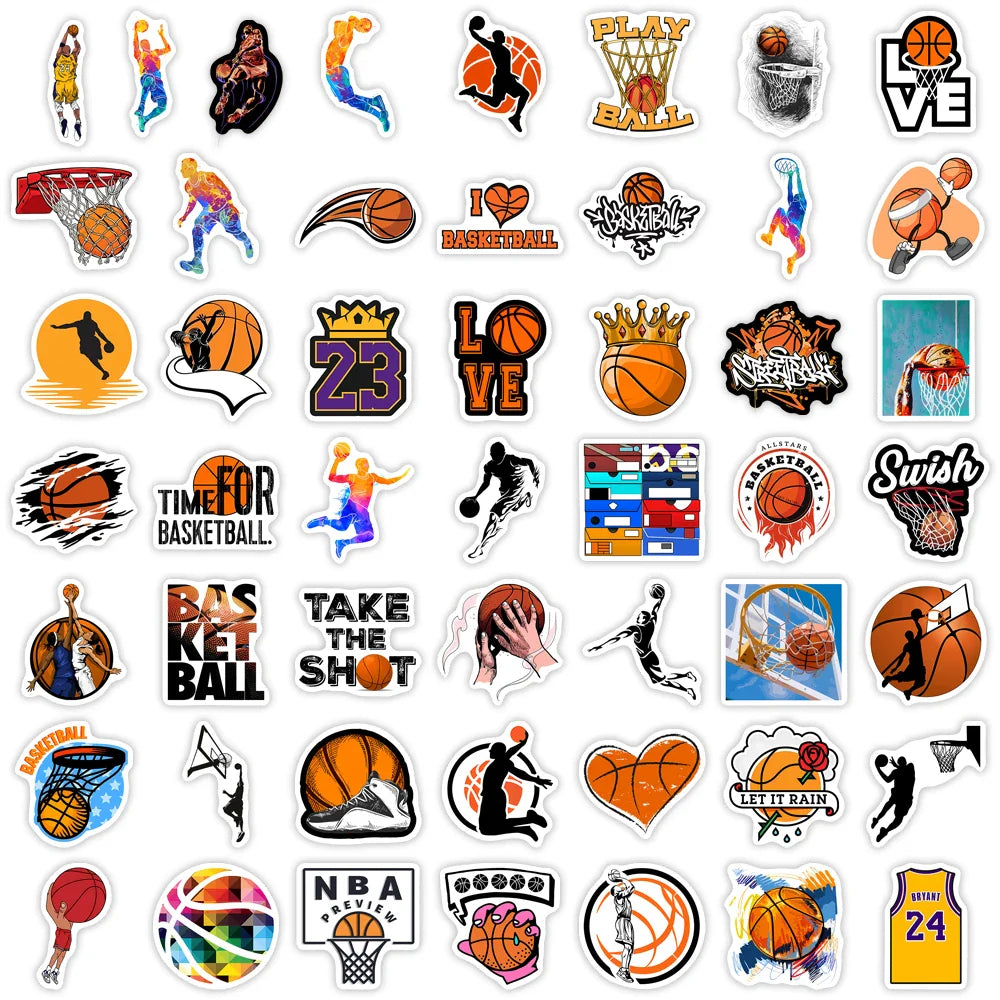 Basketball Theme Lovers Stickers DIY Toy Gift  Decorative Graffiti Decal for Phone Laptop Bottles Scrapbook Kids Waterproof (ONLINE ORDER ONLY)