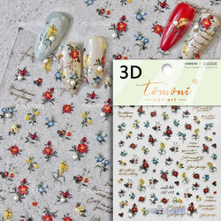 Retro Rose Flowers Bowknot Petal Romantic 5D Soft Embossed Relief Self Adhesive Nail Art Decoration Stickers 3D Manicure Decals (ONLINE ORDER ONLY)