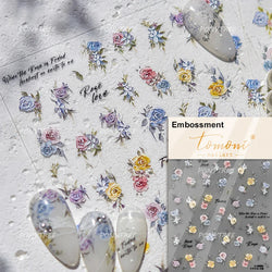Flower Garden Purple Yellow Pink Daisy Butterfly Delicate 5D Soft Relief Adhesive Nail Art Decoration Sticker 3D Manicure Decals (ONLINE ORDER ONLY)