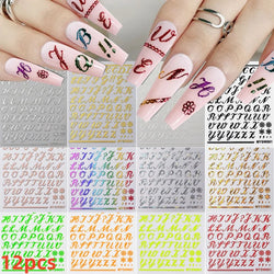 12Pcs 3D Golden Red Glitter Heart Love Nail Sticker Valentine Self Adhesive Cartoon Decal Geometry Lines Stripe Slider Manicure* (ONLINE ORDER ONLY)