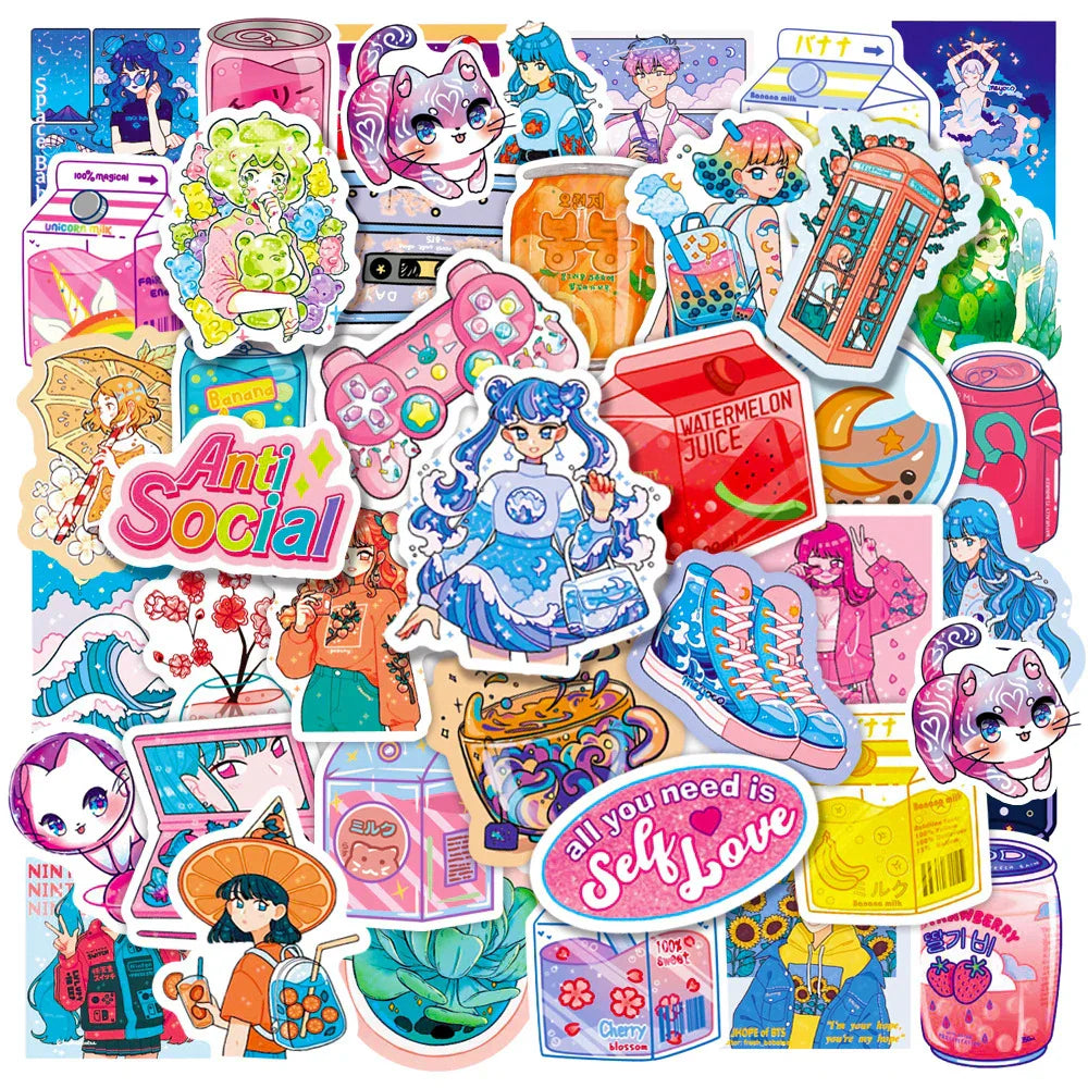 Kpop Kawaii Stickers Pack: Cute Aesthetic Decals for Laptop, Phone, Scrapbook, Graffiti (Online Order Only)