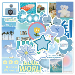 15PCS Blue Cartoon Stickers PVC Waterproof Skateboard Notebook Graffiti (Online Order Only)