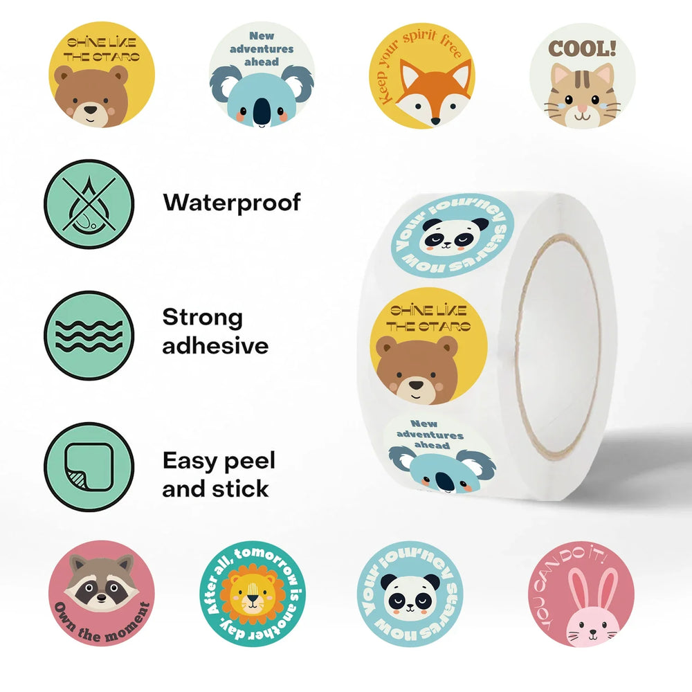 500pcs Reward Encouraging Motivational Phrases Animal Sticker Kindergarten School Students Child Teacher Cartoon Cute Sticker (ONLINE ORDER ONLY)