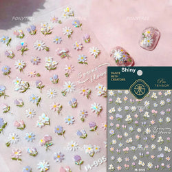 Cute Bee Honey Jar Daisy Flowers Gather Honey Pot Love Heart Green Leaves Reliefs Self Adhesive Nail Art Stickers Manicure Decal (ONLINE ORDER ONLY)